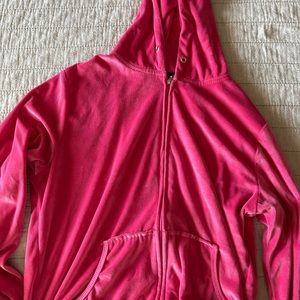 pink velour zip up
